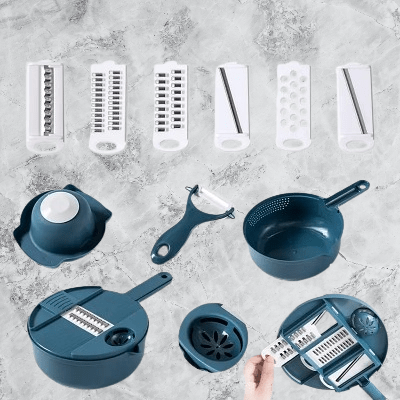 Hachoir Manuel - CutShredGrater™ - Bleu - Article cuisine